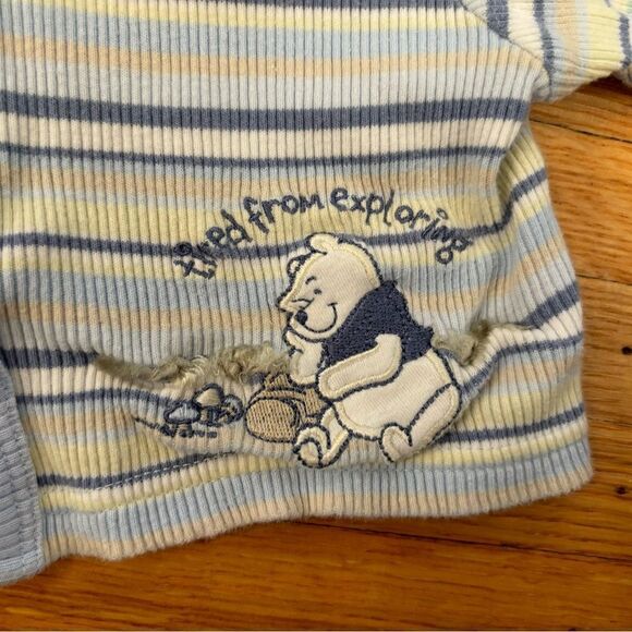 Disney Winnie The Pooh Sincerely Pooh Vintage Stripe Embroidered Hood Cardigan - Picture 3 of 5